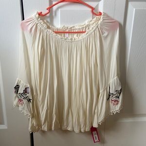 Xhilaration Shirt with Floral Embroidery NWT